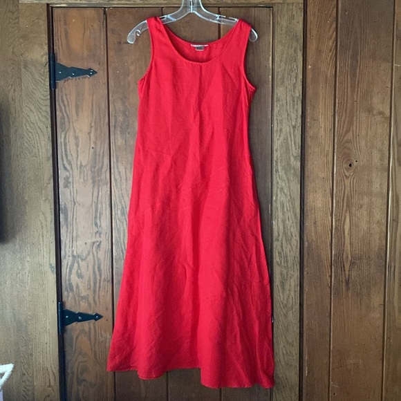 Jillian Jones Linen Blend Sleeveless Cut Bias Fit n Flare Scoop Red Dress 4 - Picture 1 of 8